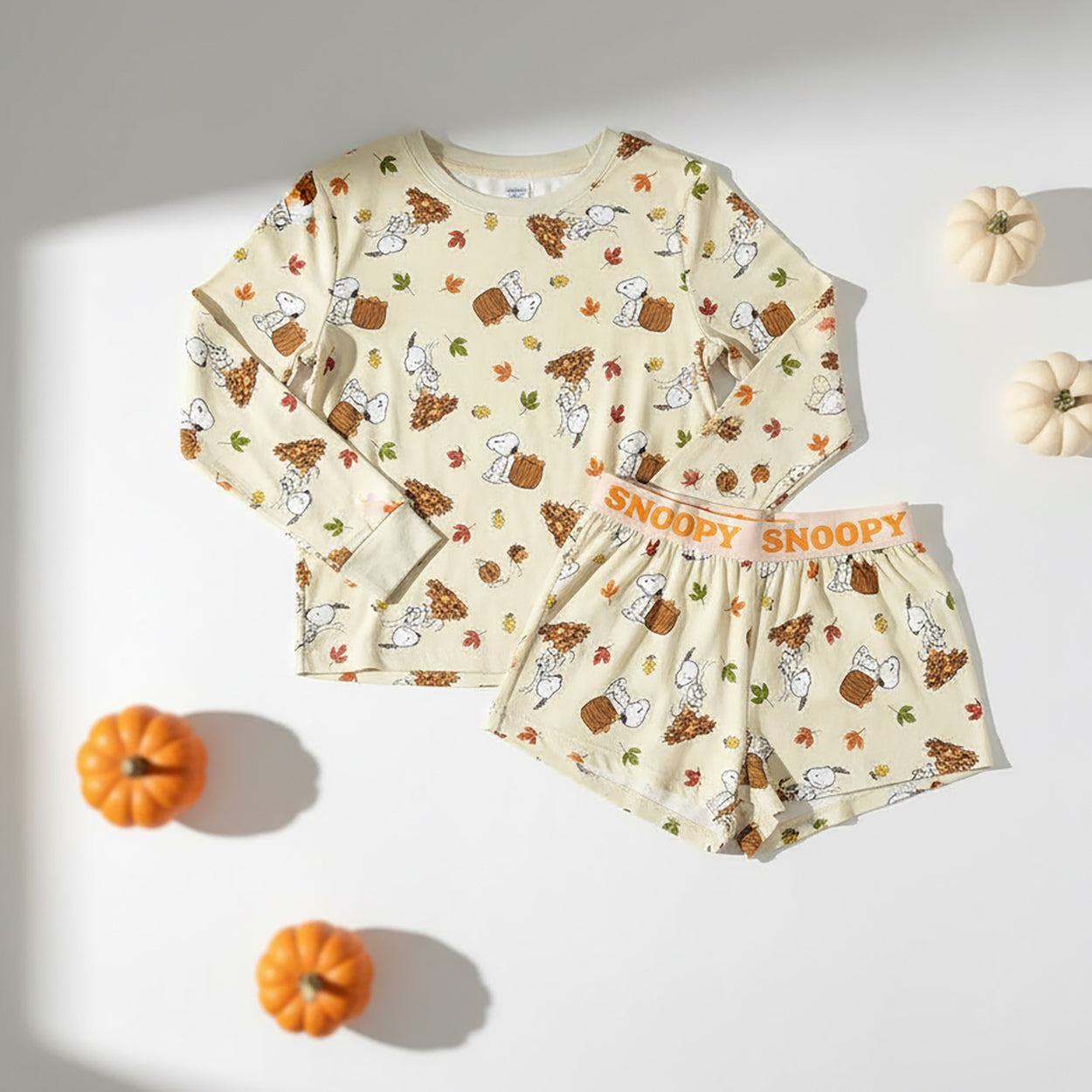 Peanuts Pajamas Women's Autumn Delight Shirt and Shorts Lounge Sleep Set