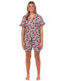 Disney Minnie Mouse Pajamas Women's Polka Dot Bow Notch Collar Sleep Set