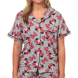 Disney Minnie Mouse Pajamas Women's Polka Dot Bow Notch Collar Sleep Set