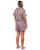 Disney Minnie Mouse Pajamas Women's Polka Dot Bow Notch Collar Sleep Set