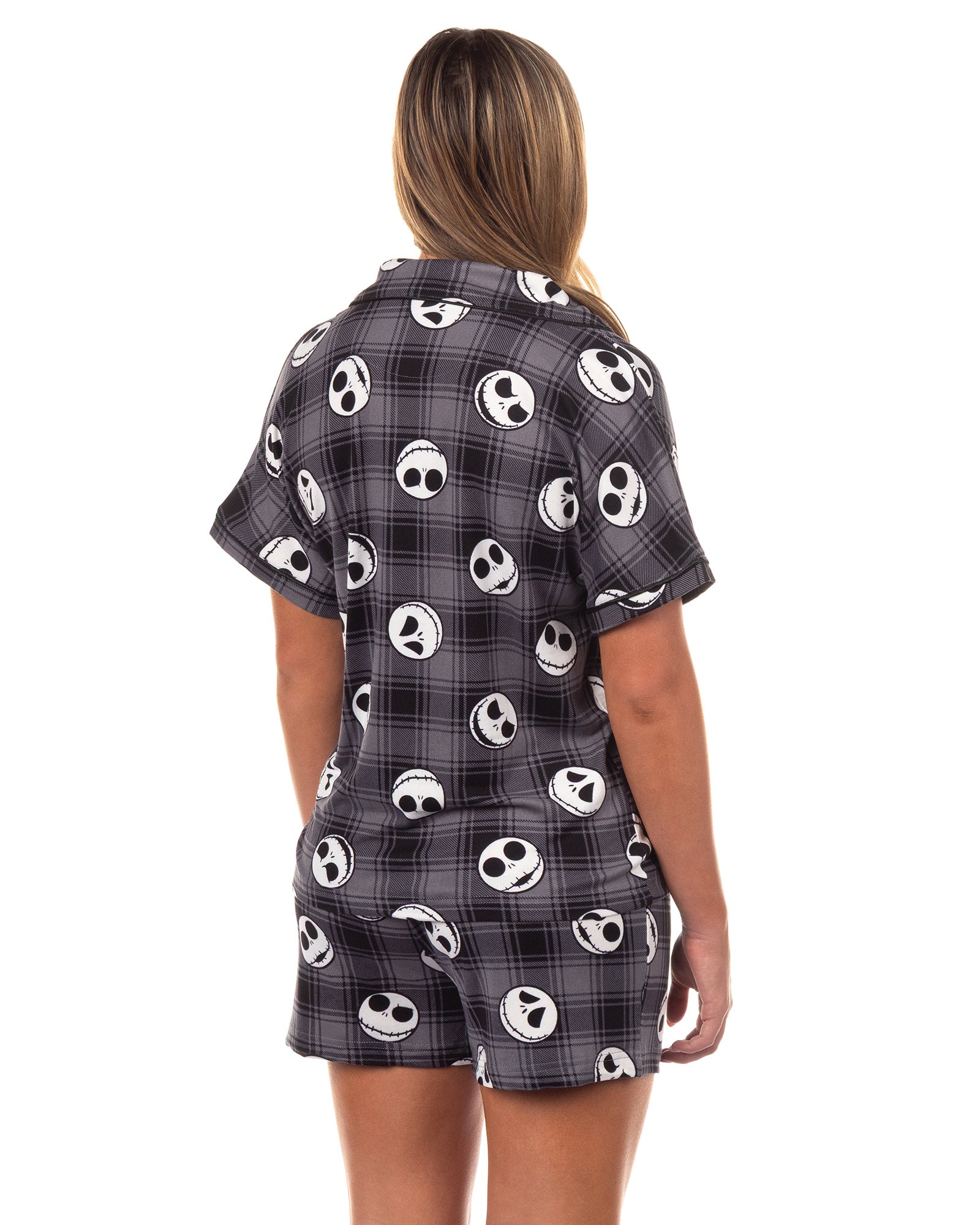 The Nightmare Before Christmas Pajamas Women's Plaid Notch Collar Sleep Set