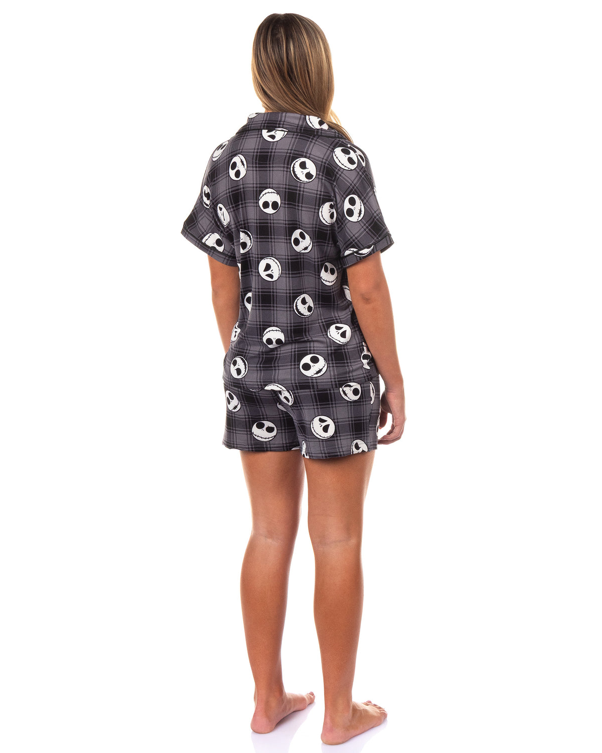 The Nightmare Before Christmas Pajamas Women's Plaid Notch Collar Sleep Set