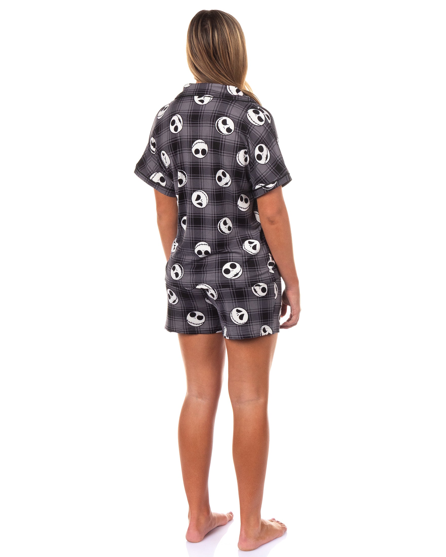 The Nightmare Before Christmas Pajamas Women's Plaid Notch Collar Sleep Set
