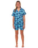 Disney Stitch Pajamas Women's Plaid All-Over Design Notch Collar Sleep Set