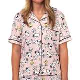 Peanuts Snoopy Pajamas Women's Sunglass Style Notch Collar Sleep Set