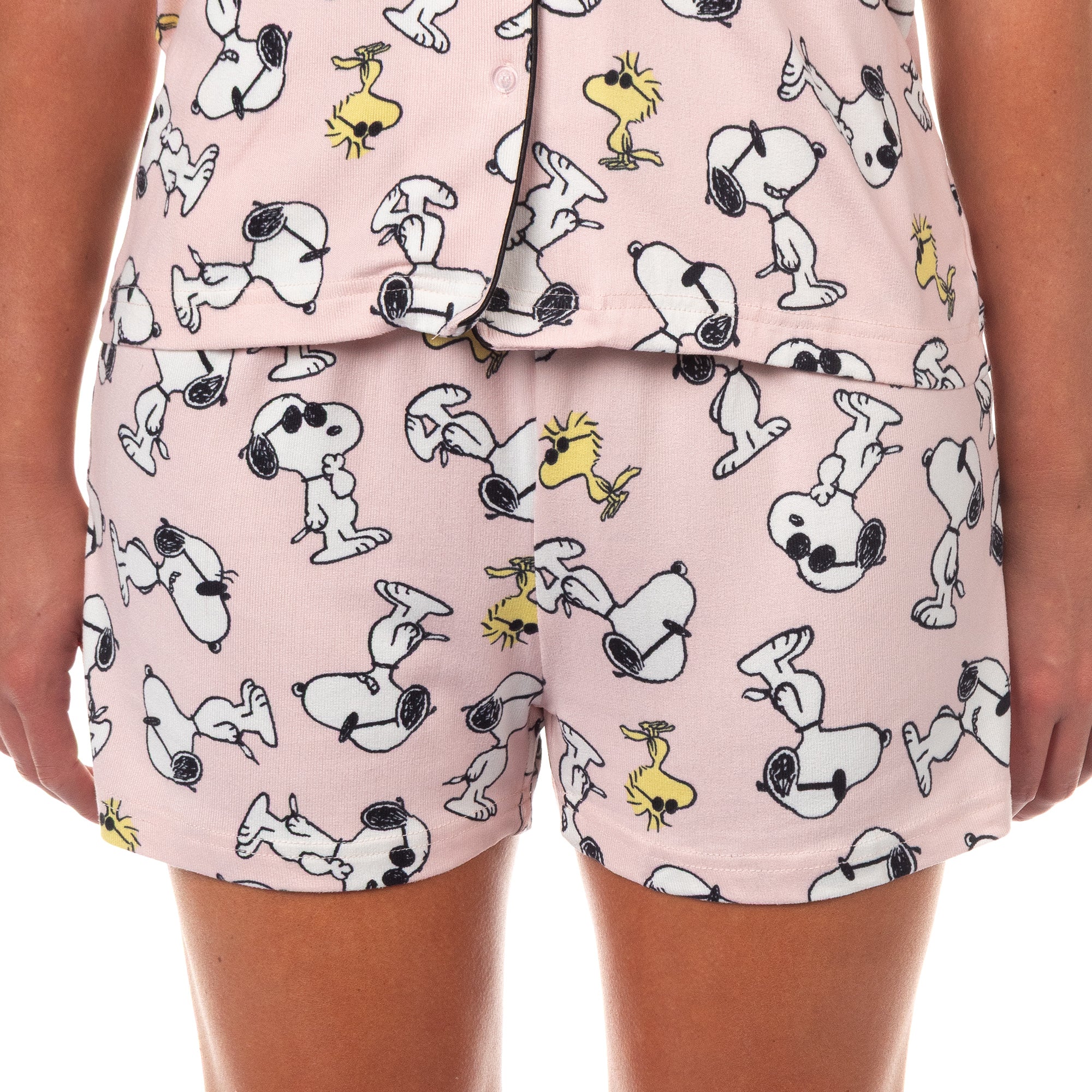 Peanuts Snoopy Pajamas Women's Sunglass Style Notch Collar Sleep Set