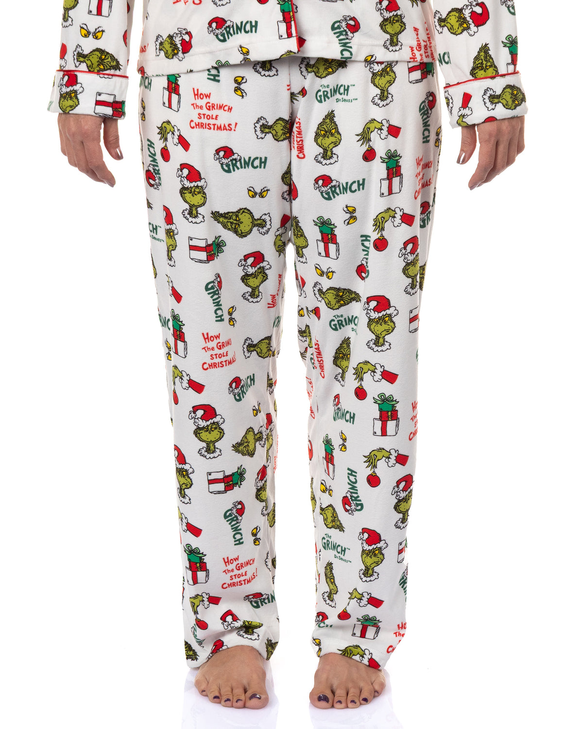 Dr. Seuss The Grinch Pajamas Women's Velveteen Notch Collar Sleep Set