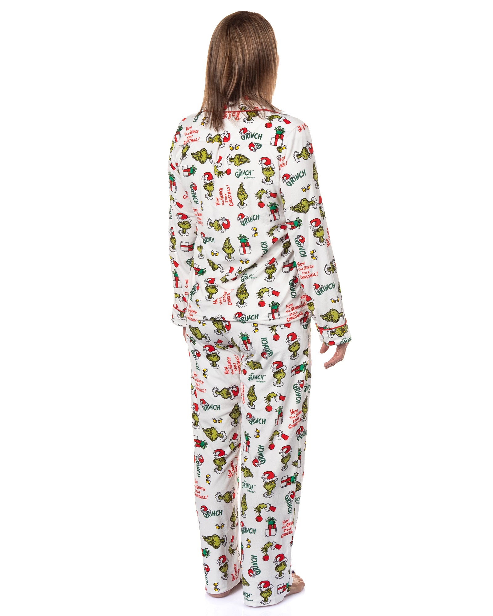 Dr. Seuss The Grinch Pajamas Women's Velveteen Notch Collar Sleep Set