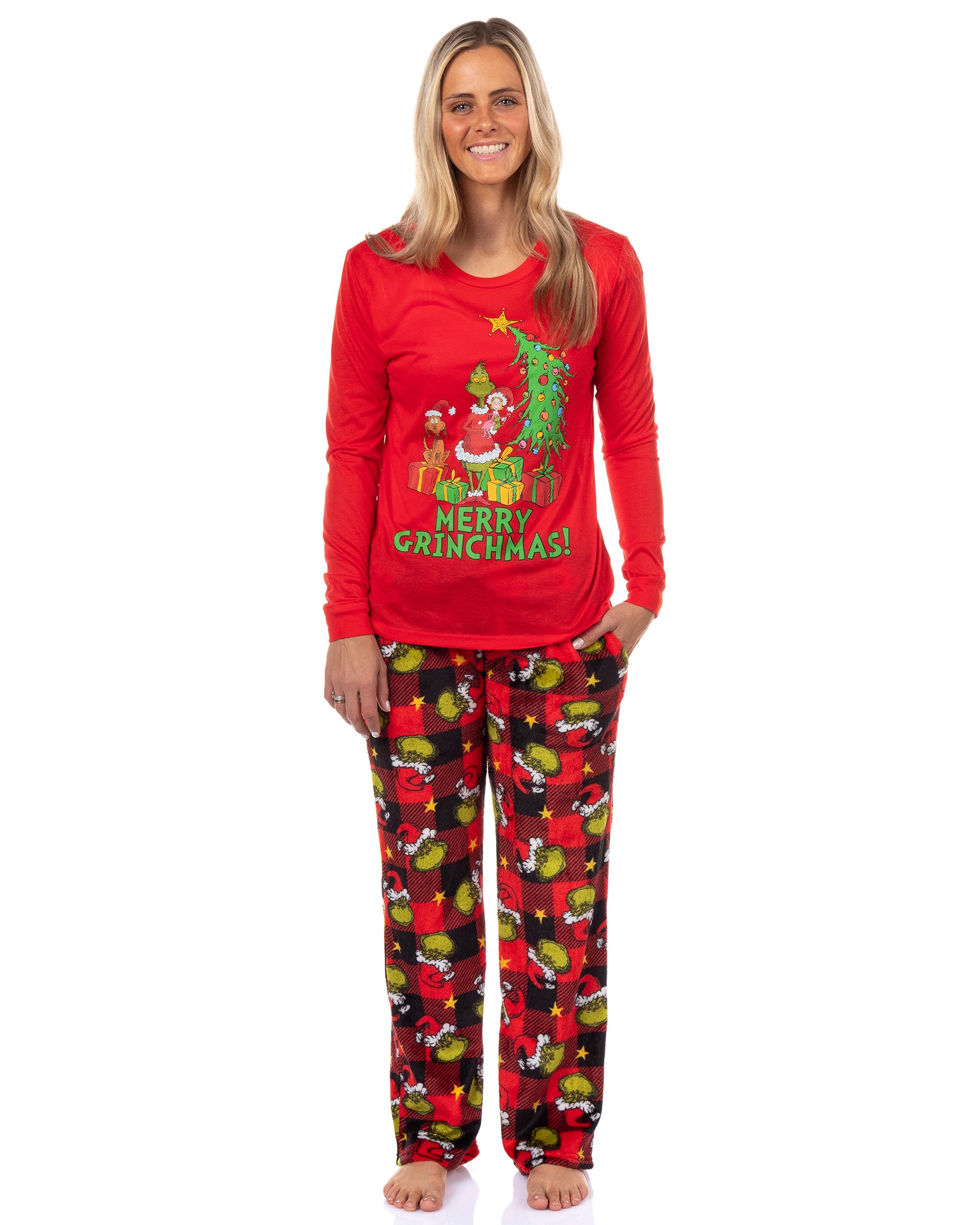 Dr. Seuss The Grinch Pajamas Buffalo Plaid Matching Family Sleepwear