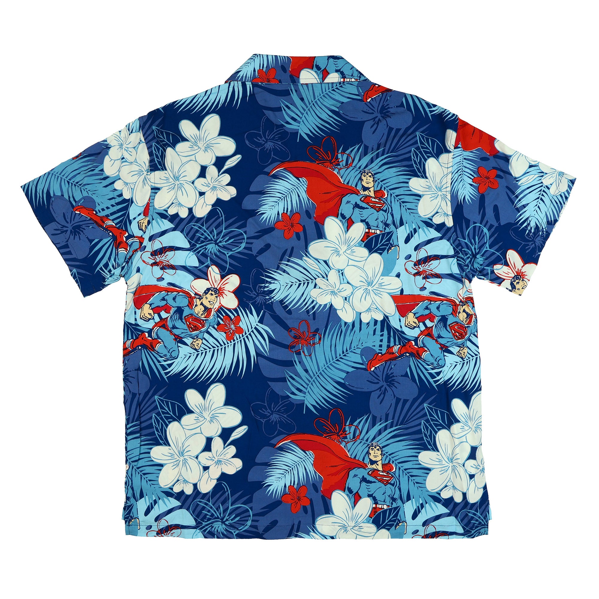 DC Comics Superman Shirt Tropical Floral Hawaiian Men's Button Up Woven Top