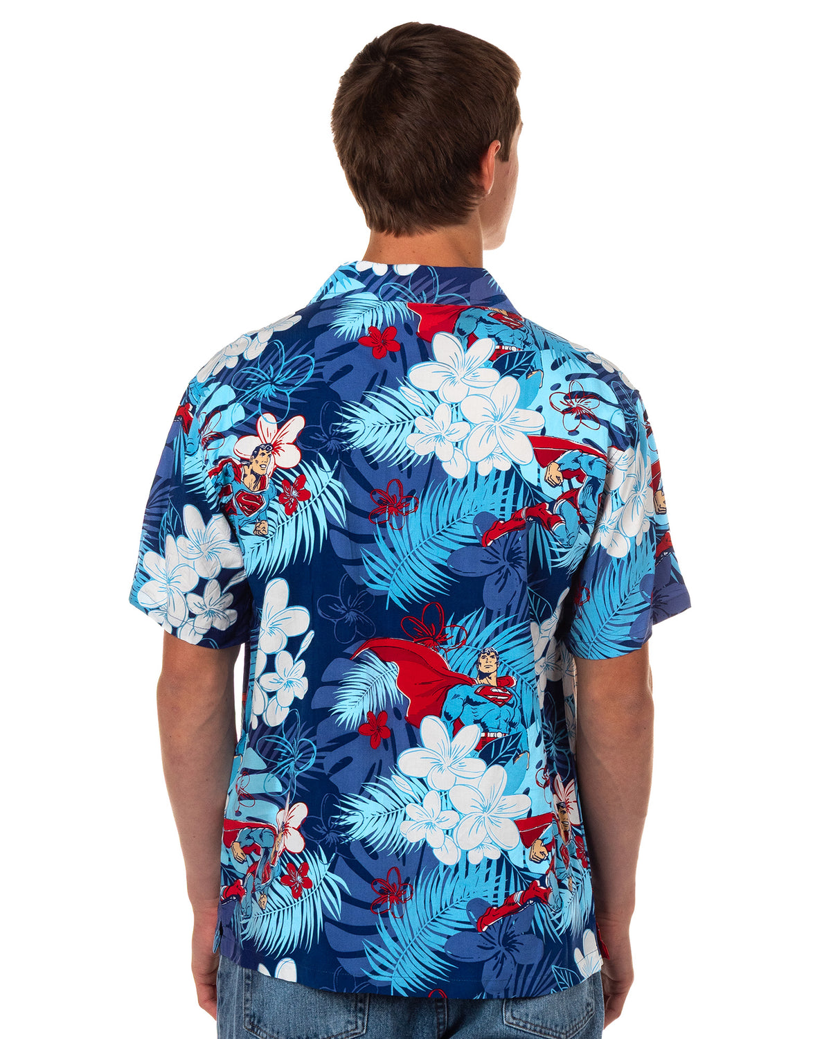 DC Comics Superman Shirt Tropical Floral Hawaiian Men's Button Up Woven Top