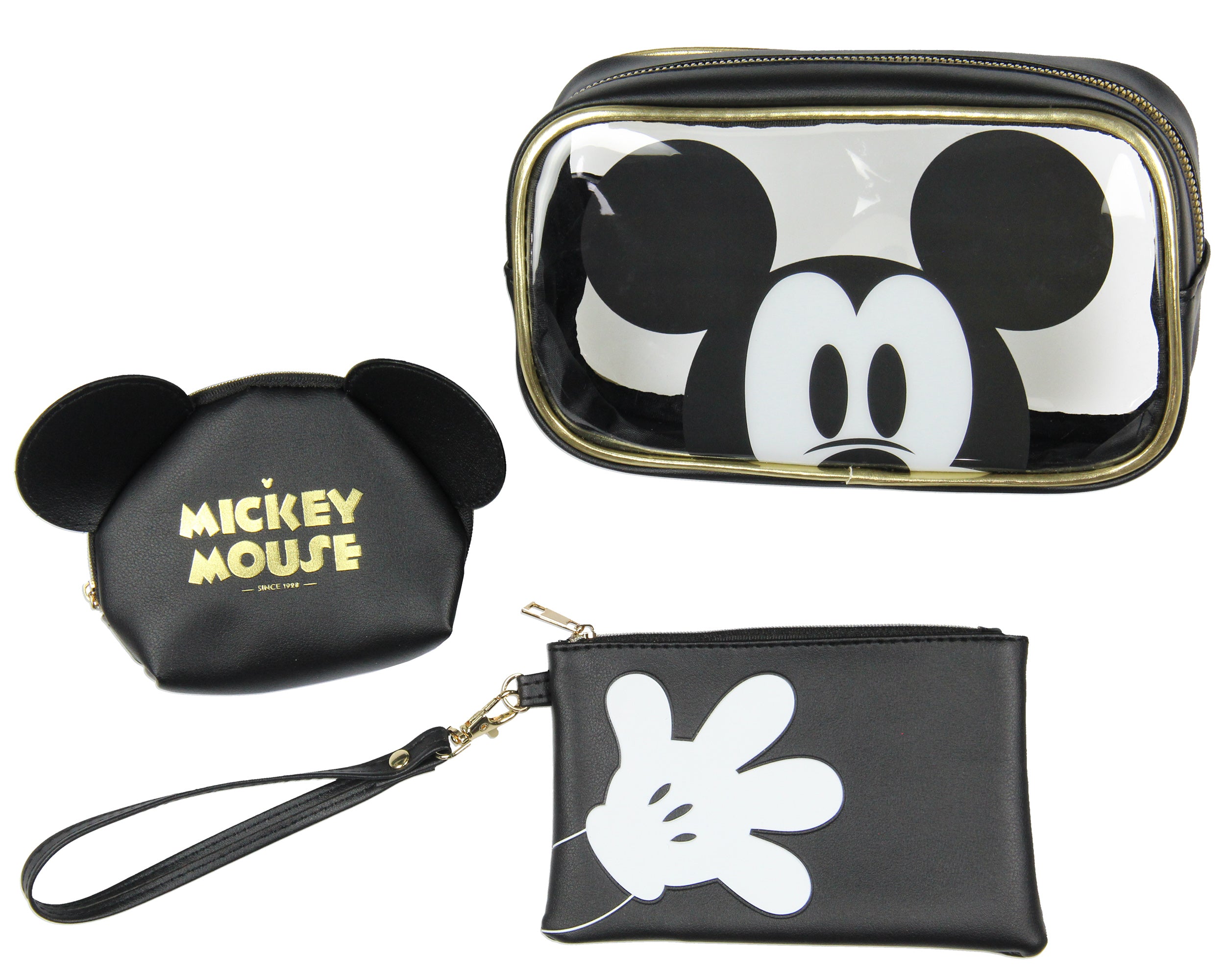 Disney Mickey Mouse 3-Piece Toiletry Bag Set With Clear Cosmetic Bag Gift Set