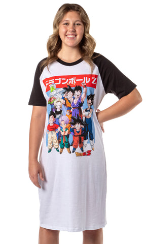 Dragon Ball Z Womens' Goku Gohan Vegeta Group Shot Pajama Sleep Shirt