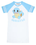 Pokemon Pajama Women's Squirtle Varsity Raglan Sleep Shirt V-Neck Nightgown (2X)