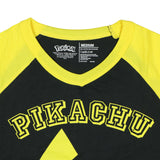 Pokemon Pajama Women's Pikachu Varsity Raglan Sleep Shirt V-Neck Nightgown (XL)