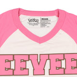 Pokemon Pajama Women's Eevee Varsity Raglan Sleep Shirt V-Neck Nightgown (S)