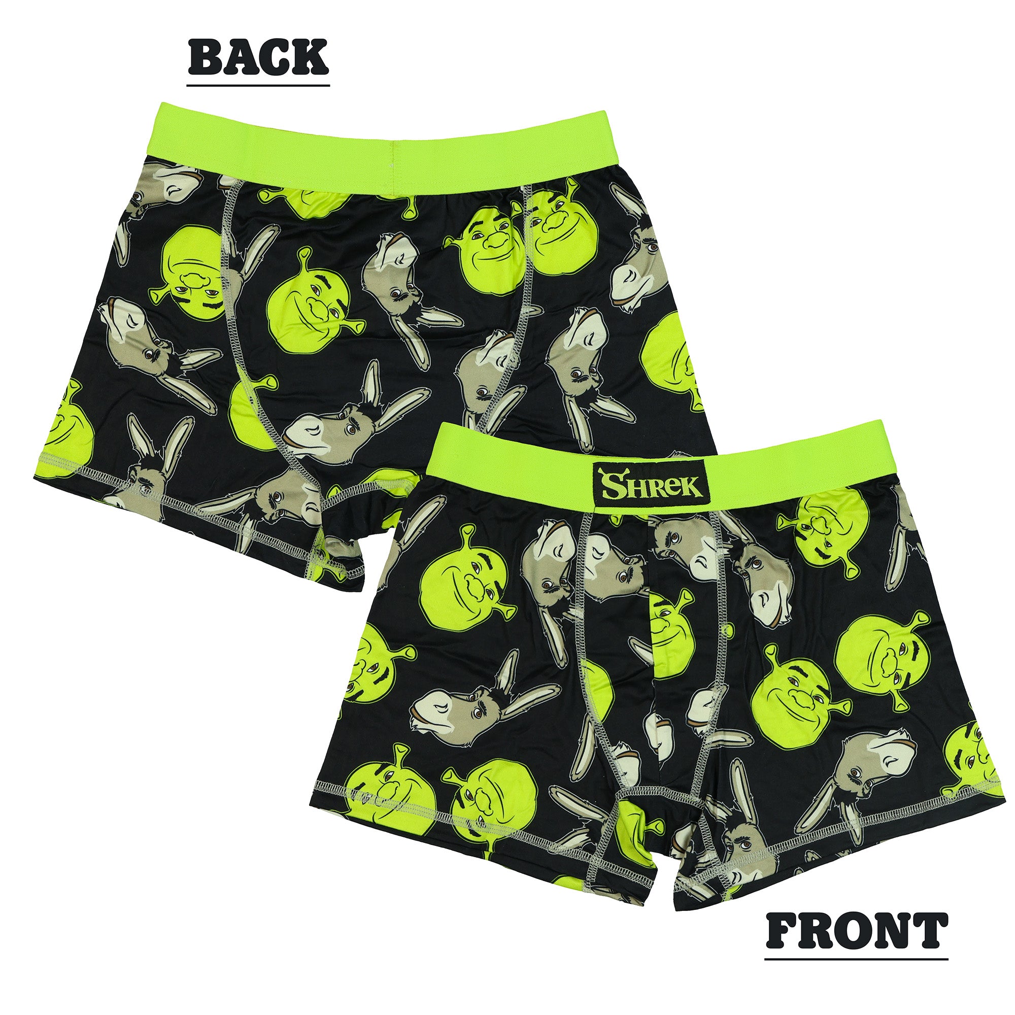 Shrek Boxer Briefs Men's Donkey and Shrek AOP Faces 3 Pack Underwear
