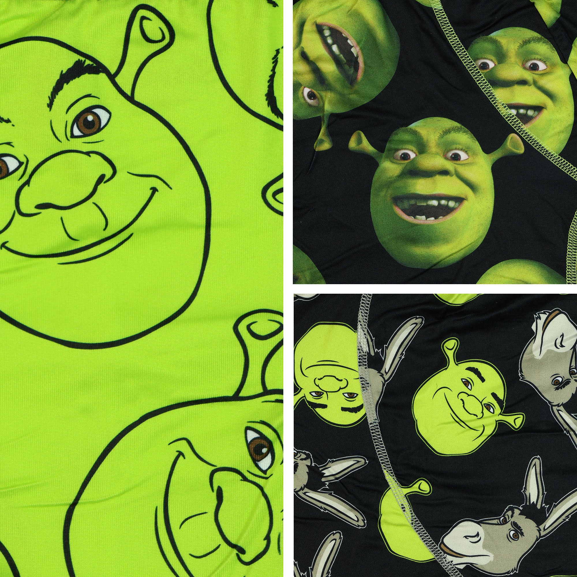 Shrek Boxer Briefs Men's Donkey and Shrek AOP Faces 3 Pack Underwear