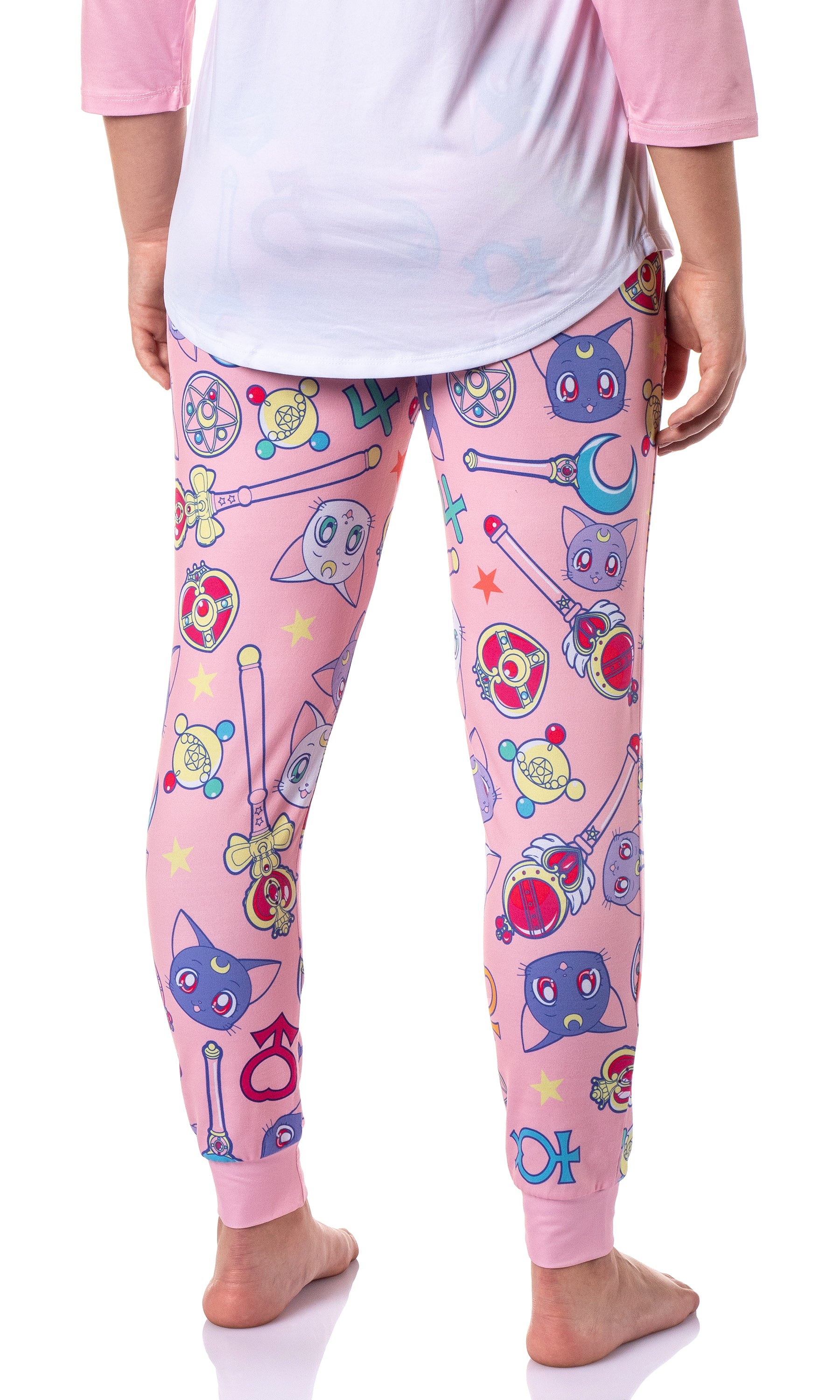Sailor Moon Merch Women's Character Poster Raglan Jogger Pajama Set