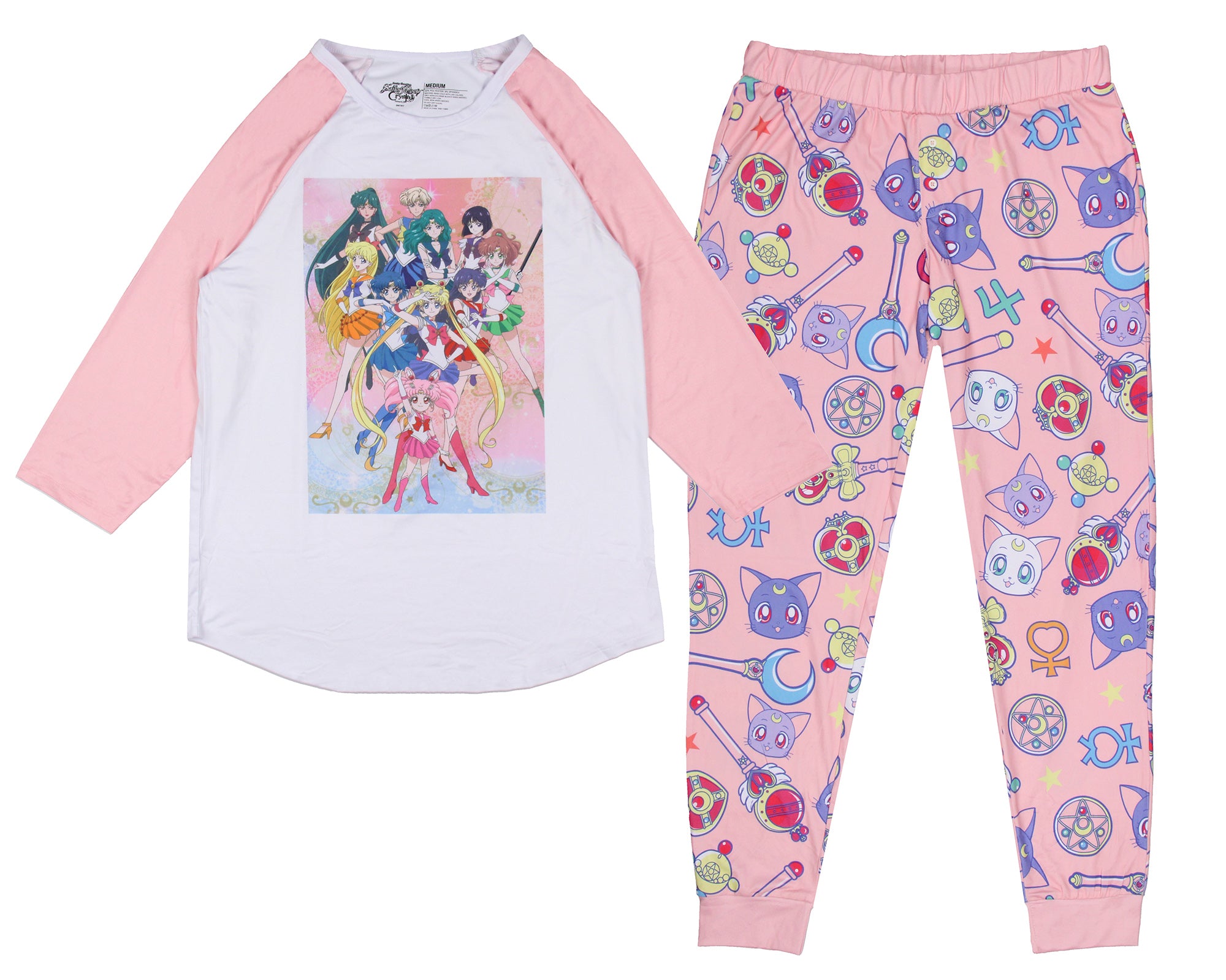 Sailor Moon Merch Women's Character Poster Raglan Jogger Pajama Set
