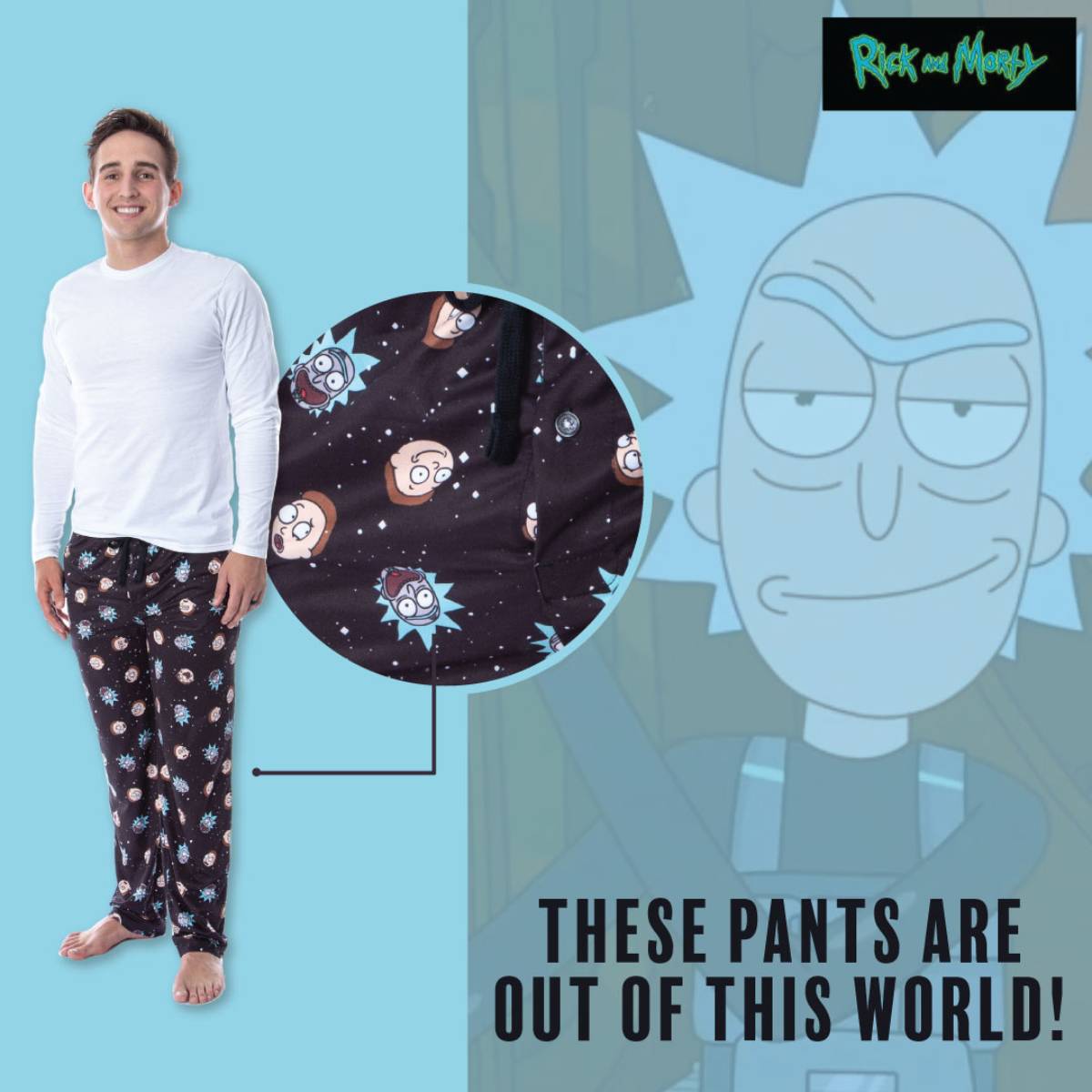 Rick and Morty Mens' Face Expressions Toss Print Pajama Sleep Lounge Pants