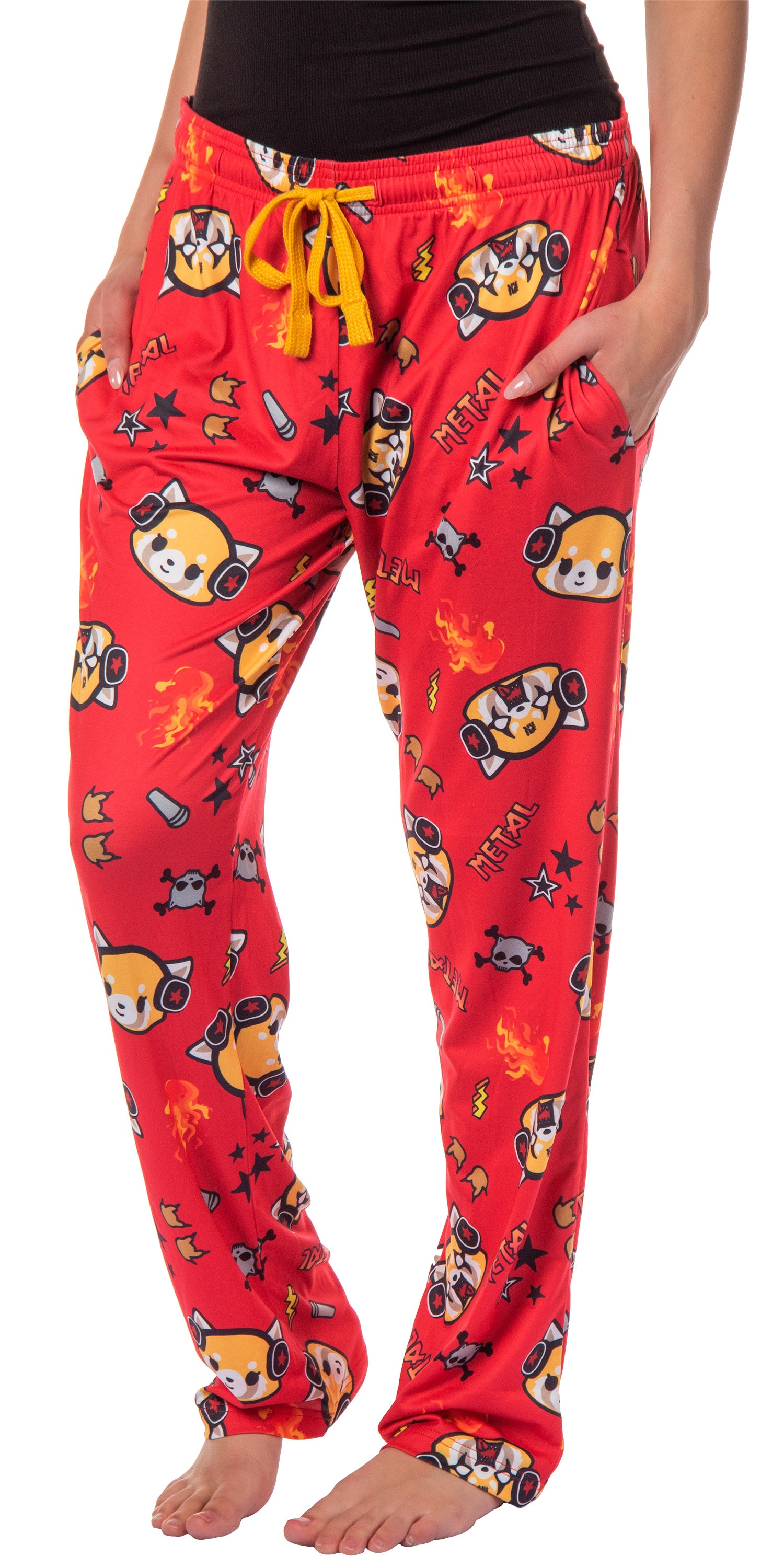 Aggretsuko Women's Pajama Pants Death Metal Rock Adult Lounge Sleep Bottoms