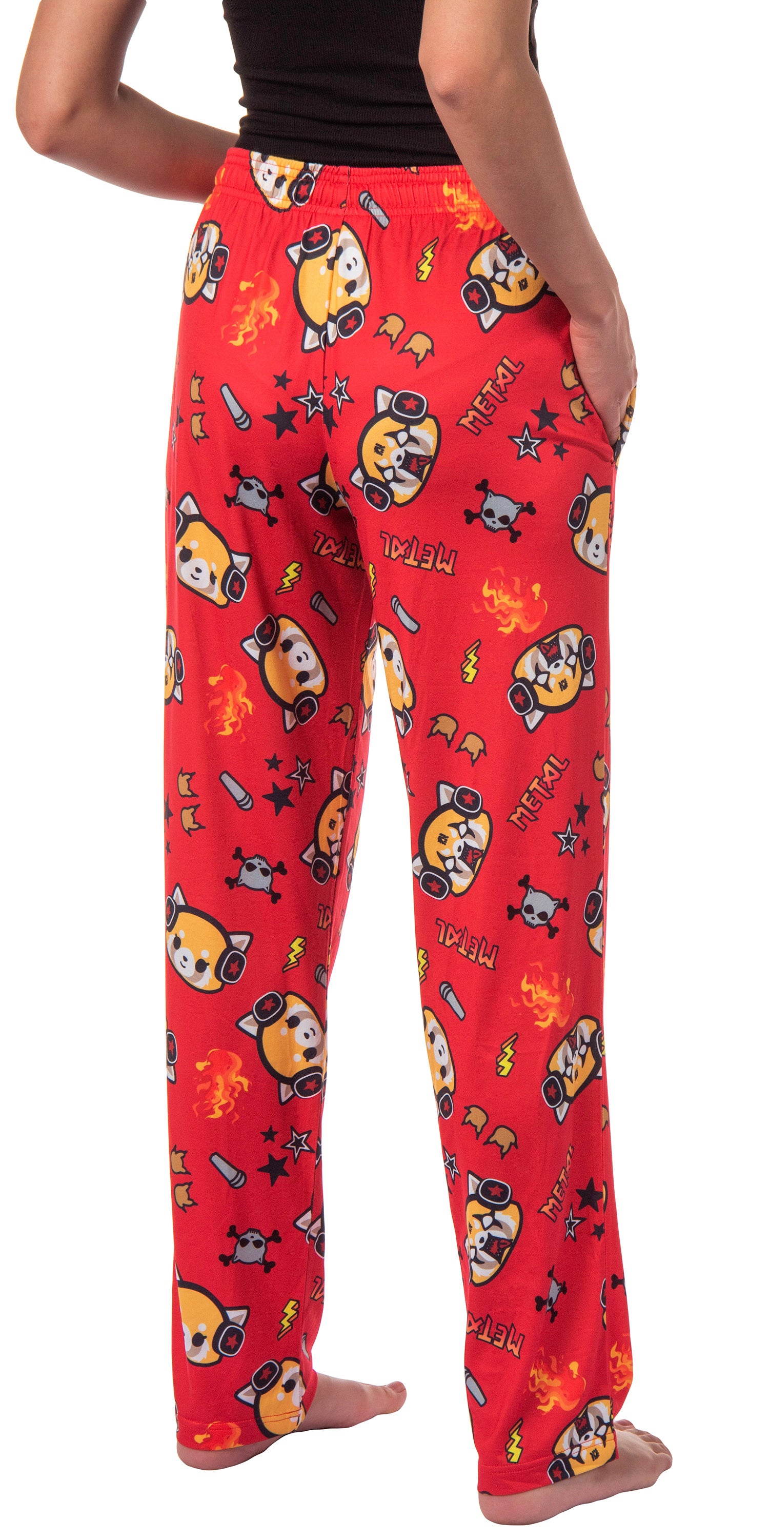 Aggretsuko Women's Pajama Pants Death Metal Rock Adult Lounge Sleep Bottoms