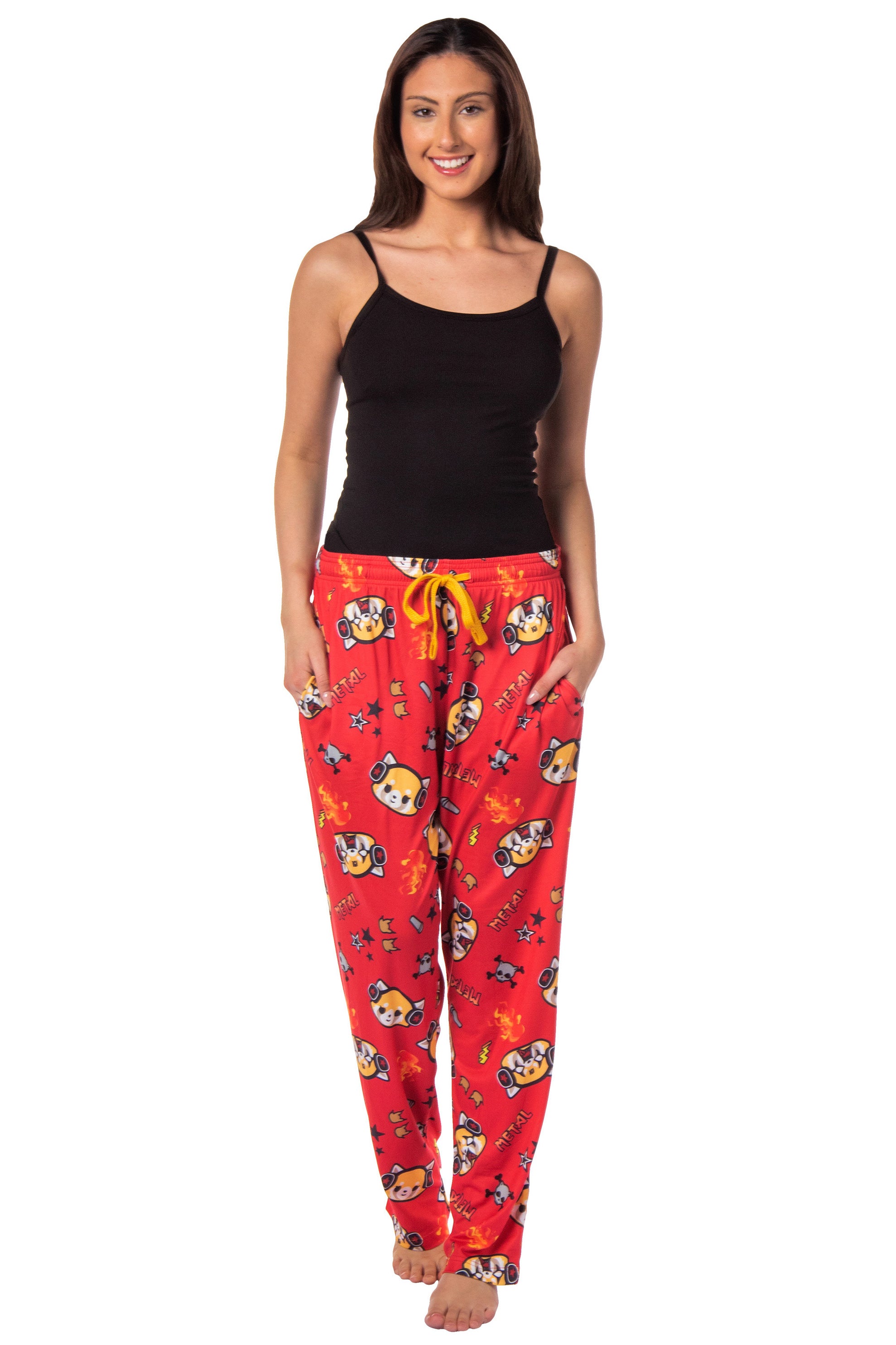 Aggretsuko Women's Pajama Pants Death Metal Rock Adult Lounge Sleep Bottoms