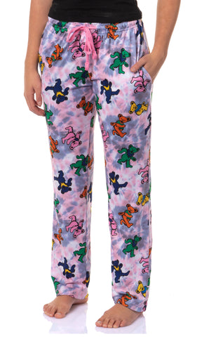 Grateful Dead Women's Dancing Bears Tie-Dye Sleep Pajama Pants Elastic Waist