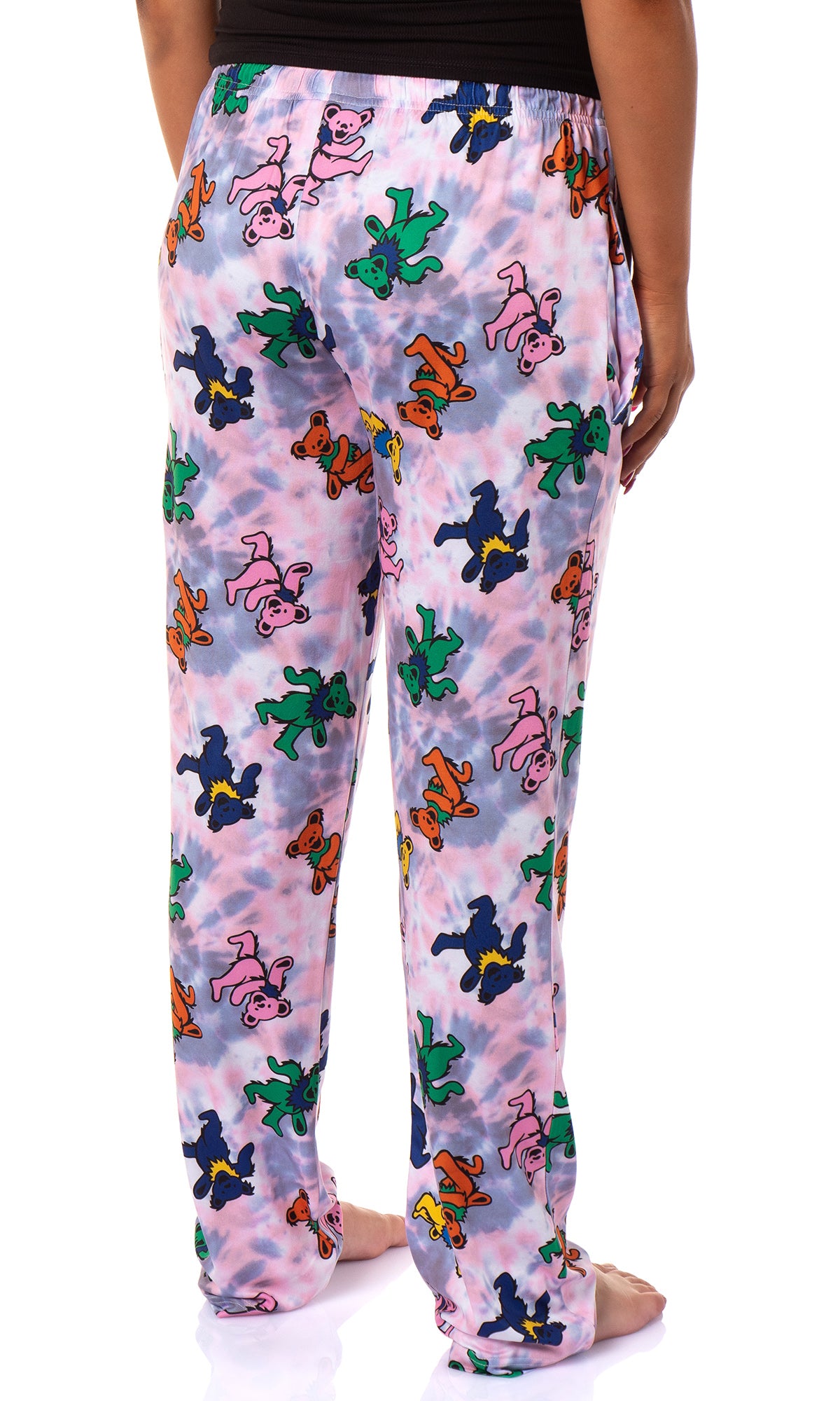 Grateful Dead Women's Dancing Bears Tie-Dye Sleep Pajama Pants Elastic Waist