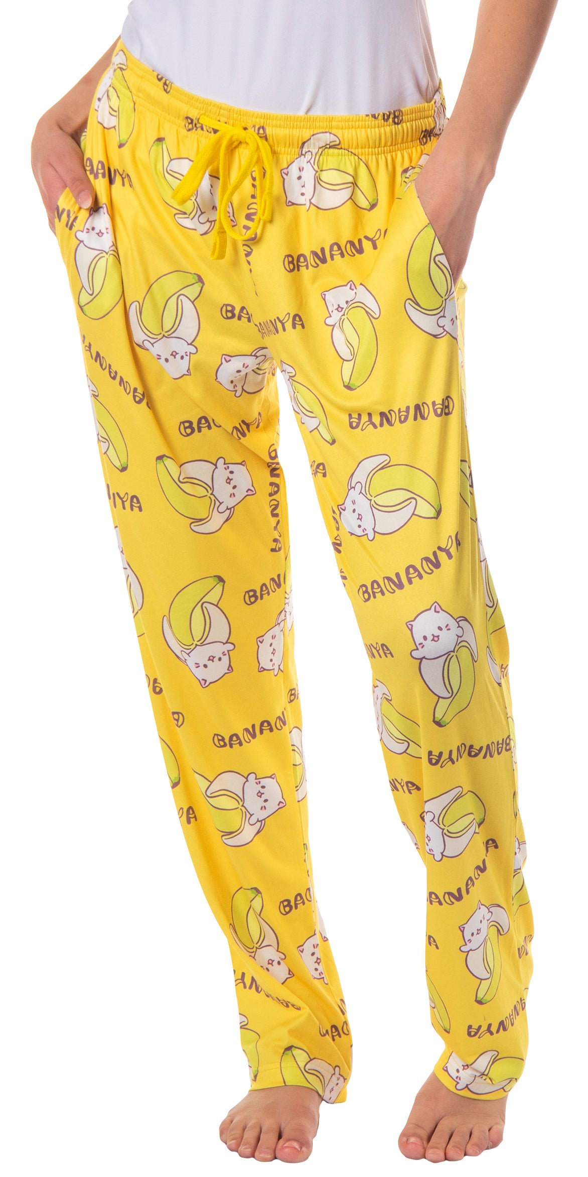 Bananya Women's Bananya Cat and Title All Over Print Lounge Pajama Pants