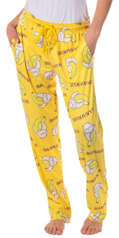 Bananya Women's Bananya Cat and Title All Over Print Lounge Pajama Pants