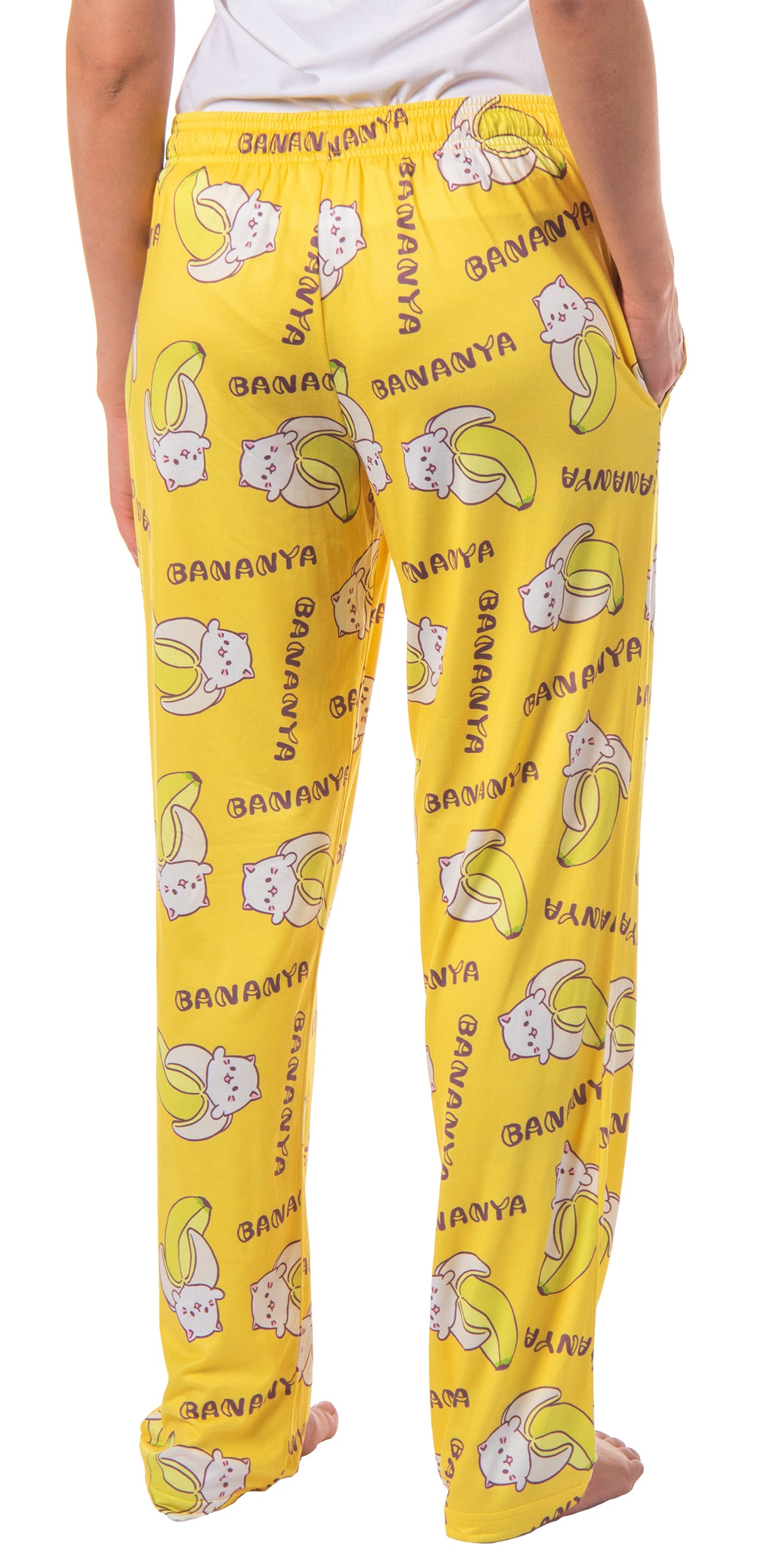 Bananya Women's Bananya Cat and Title All Over Print Lounge Pajama Pants