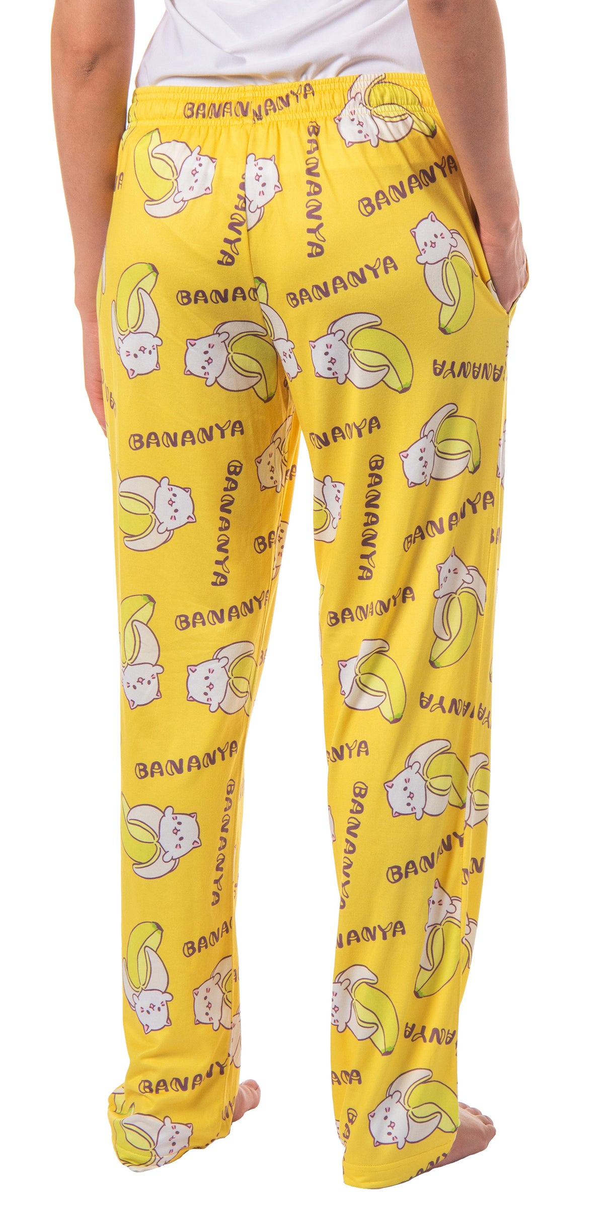 Bananya Women's Bananya Cat and Title All Over Print Lounge Pajama Pants