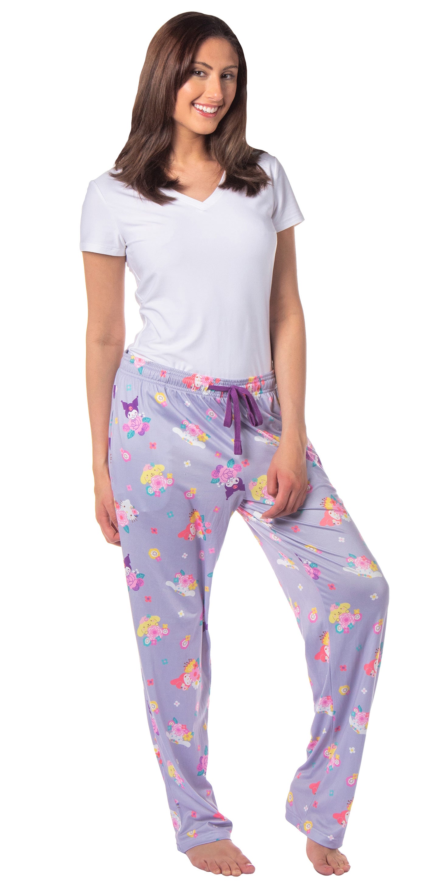 Women's Sanrio Hello Kitty And Friends My Melody Kuromi Floral Pajama Pants