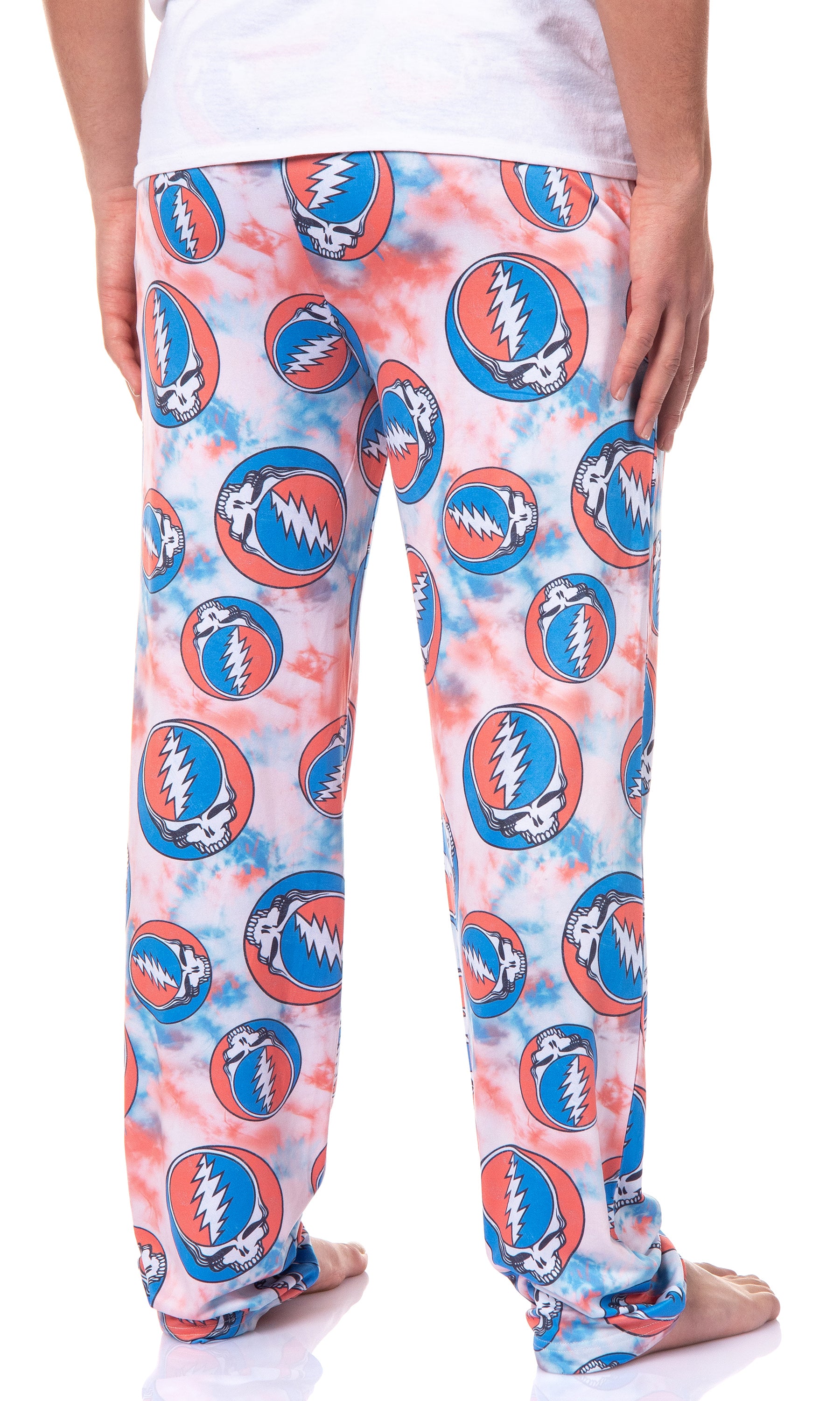 Grateful Dead Men's Allover Steal Your Face Logo Tie Dye Adult Pajama Pants