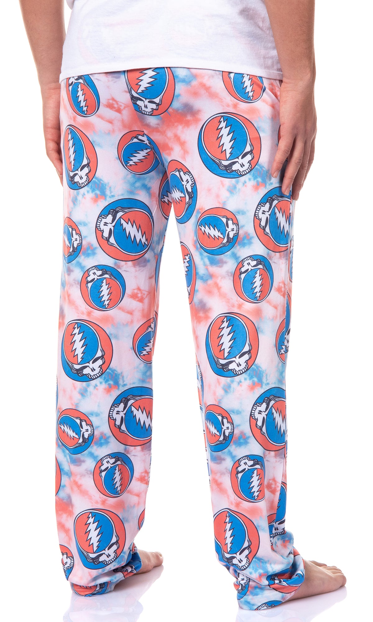 Grateful Dead Men's Allover Steal Your Face Logo Tie Dye Adult Pajama Pants