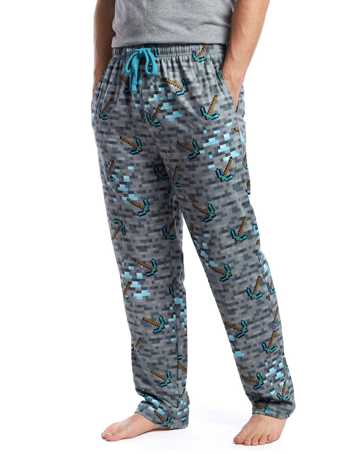 Minecraft Pajama Pants For Men Digging For Diamonds Pickaxe Sleep Bottoms