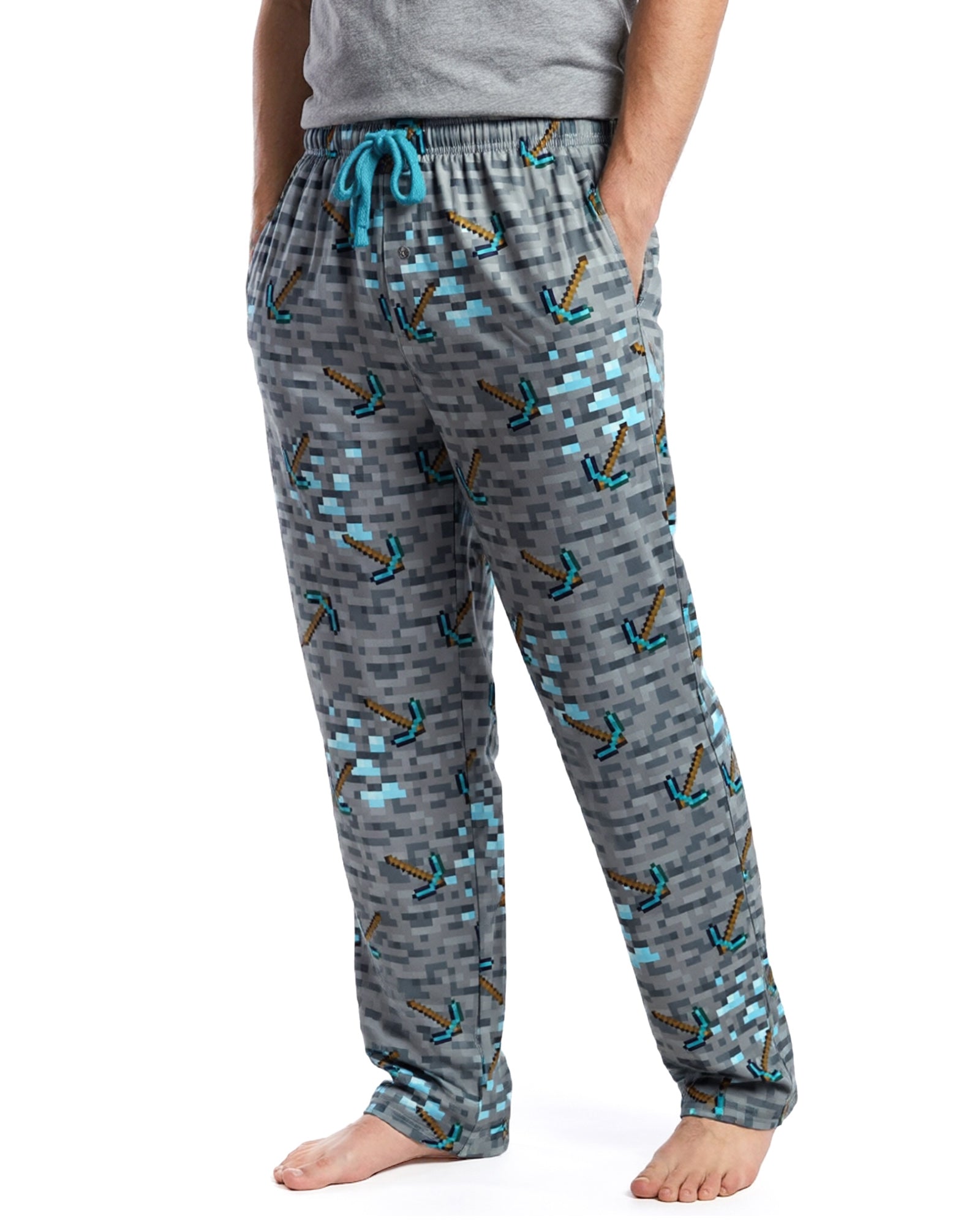 Minecraft Pajama Pants For Men Digging For Diamonds Pickaxe Sleep Bottoms
