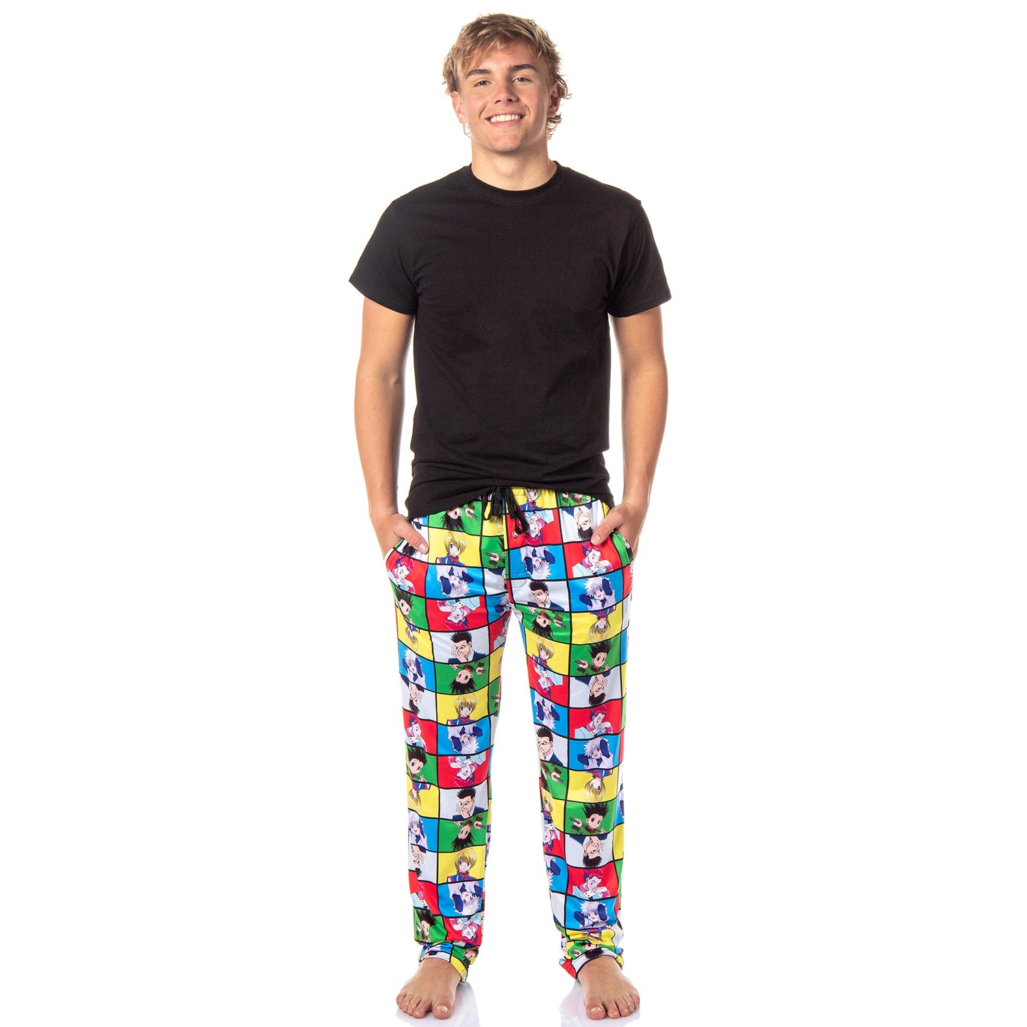 Hunter X Hunter Men's Gon Killua Kurapika Leorio Hisoka Grid Pajama Pants