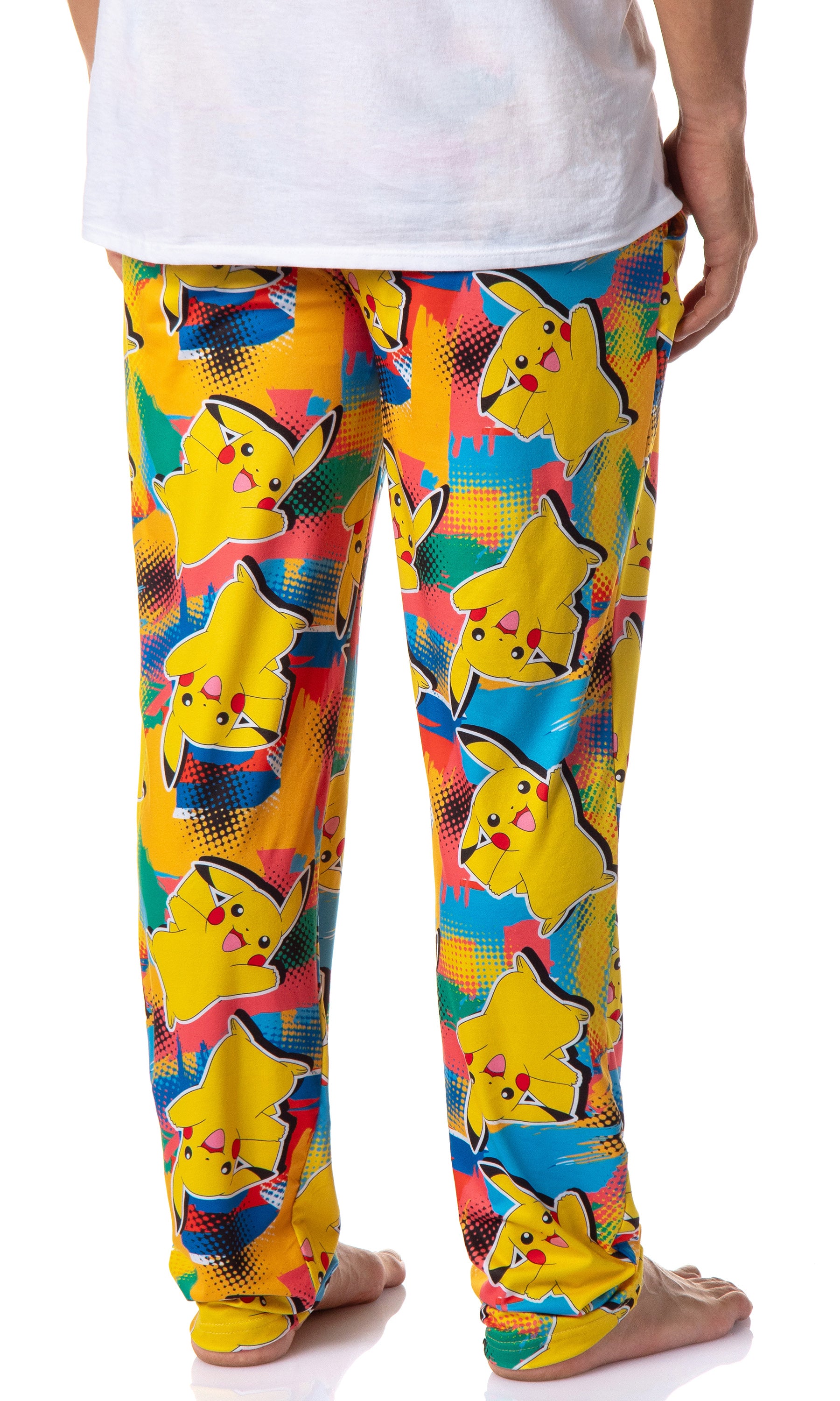 Pokemon Men's Pikachu Pajama Pants Allover Multicolor Lounge Sleep Bottoms