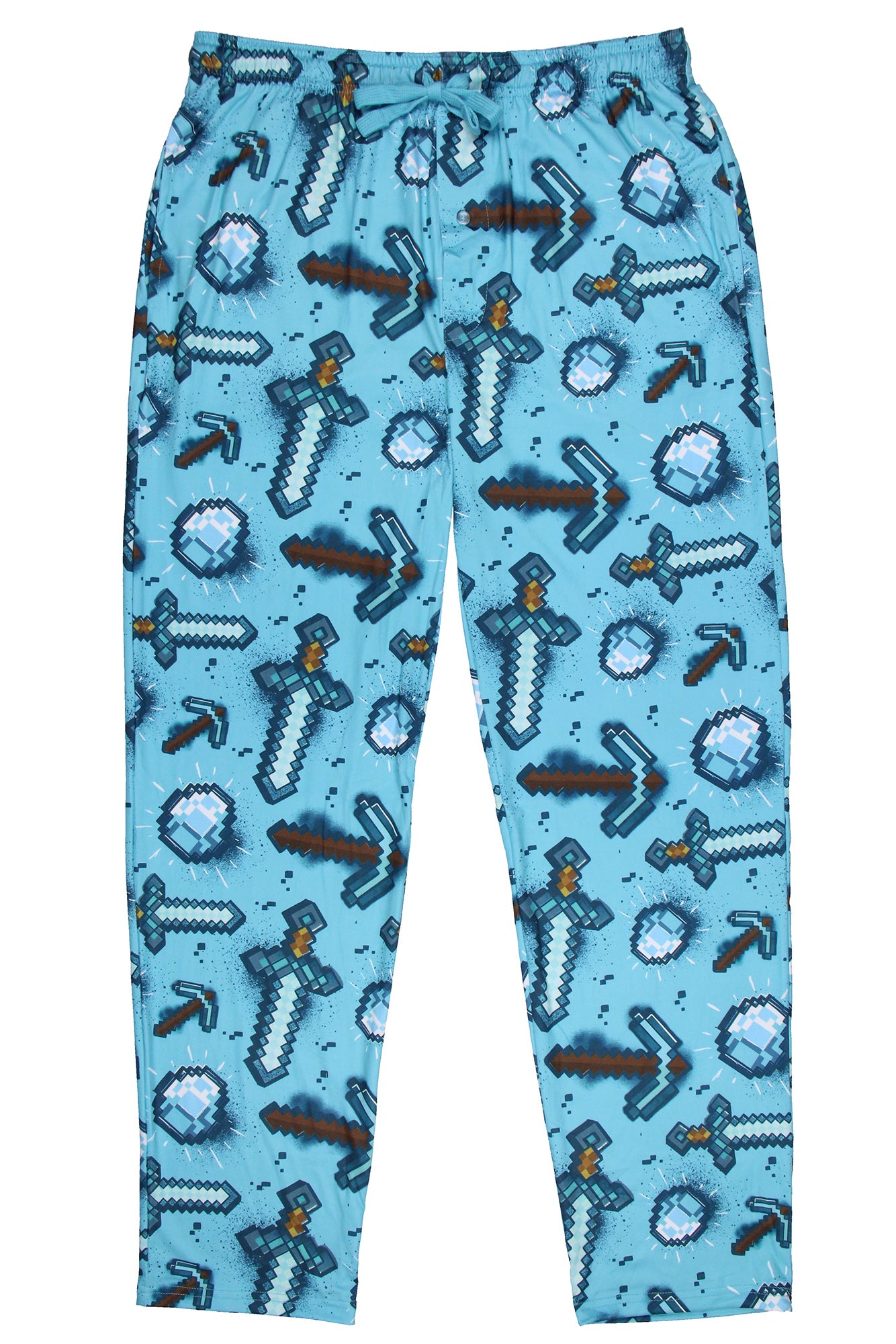 Men's Minecraft Pajama Pants Diamond Art Pickaxe And Sword Sleep Pants