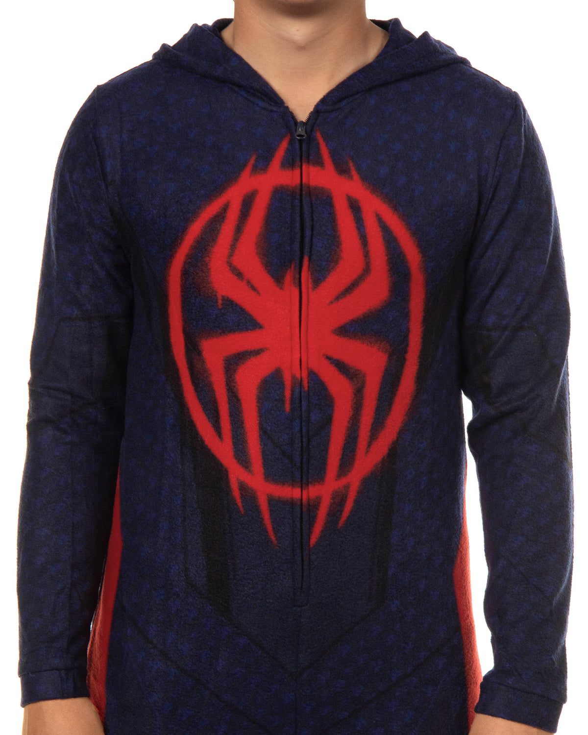 Marvel Spider-Man Miles Morales Union Suit Adult One Piece Hooded Pajamas