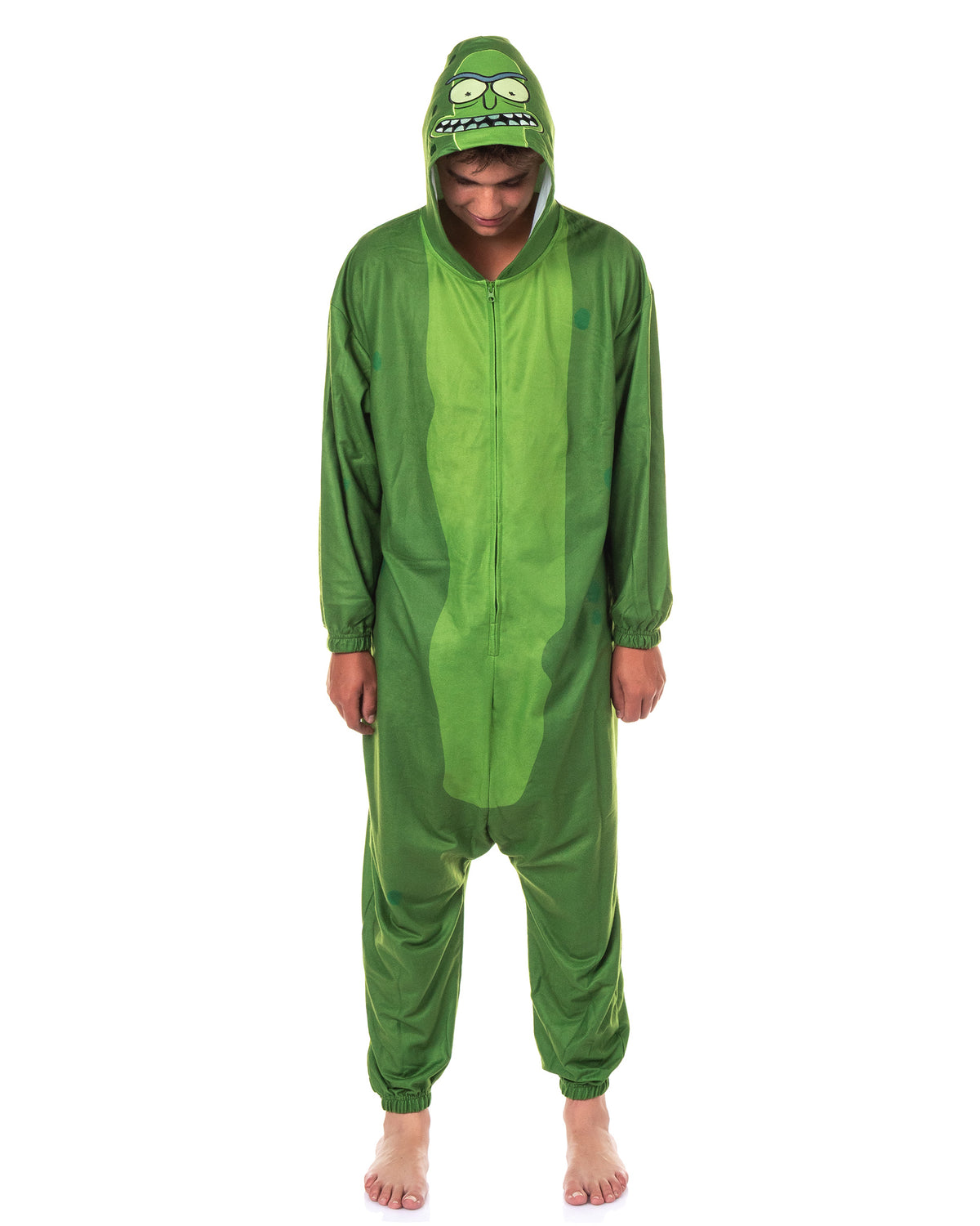 Rick and Morty Union Suit Men's Pickle Rick Kigurumi Full Zip Costume Pajama