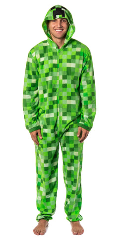 Minecraft Creeper Costume Pajama Outfit One Piece Union Suit