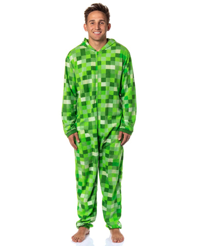 Minecraft Creeper Costume Pajama Outfit One Piece Union Suit