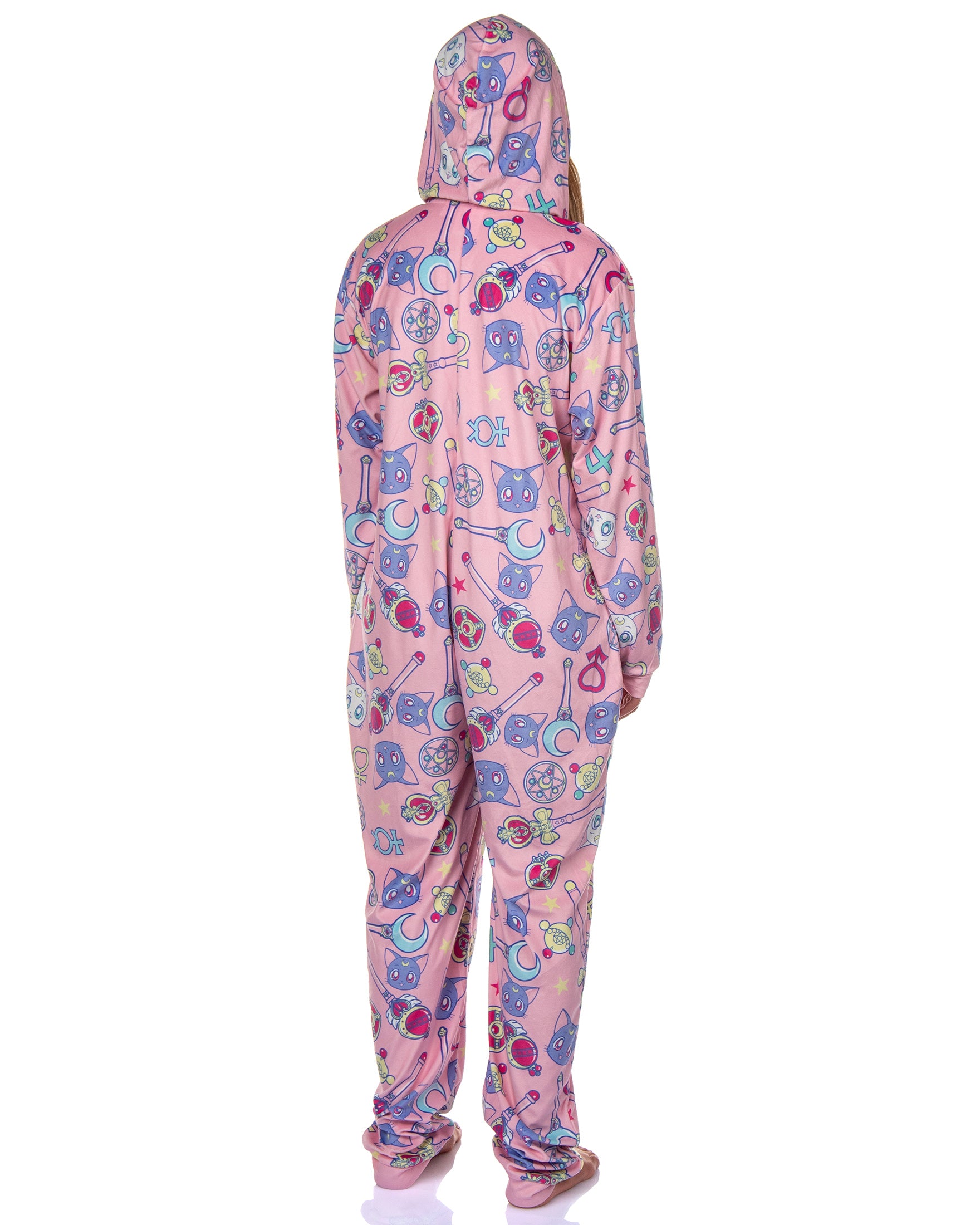 Sailor Moon Women's Series Inspired Hooded Zip Up Footless Union Suit (S/M)