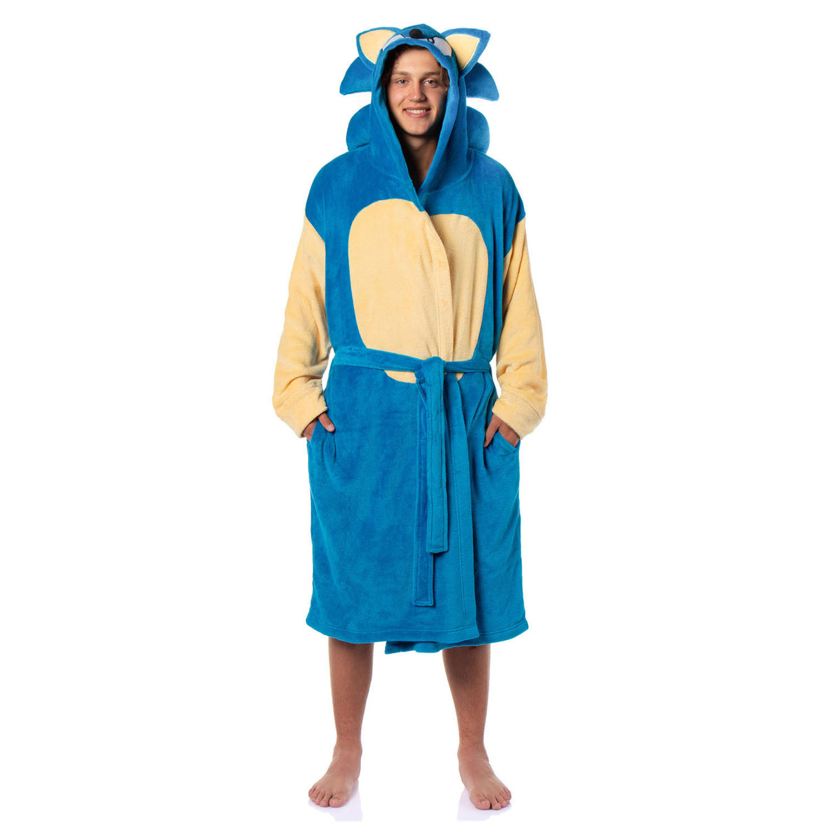 Sonic The Hedgehog Adult Plush Fleece Hooded Bathrobe