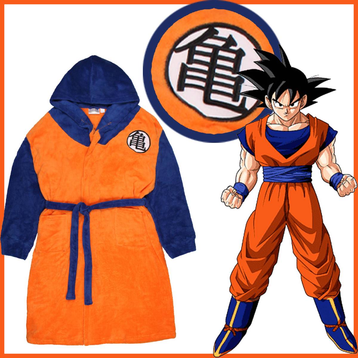 Dragon Ball Z Goku Adult Fleece Hooded Bathrobe for Men And Women Costume Robes