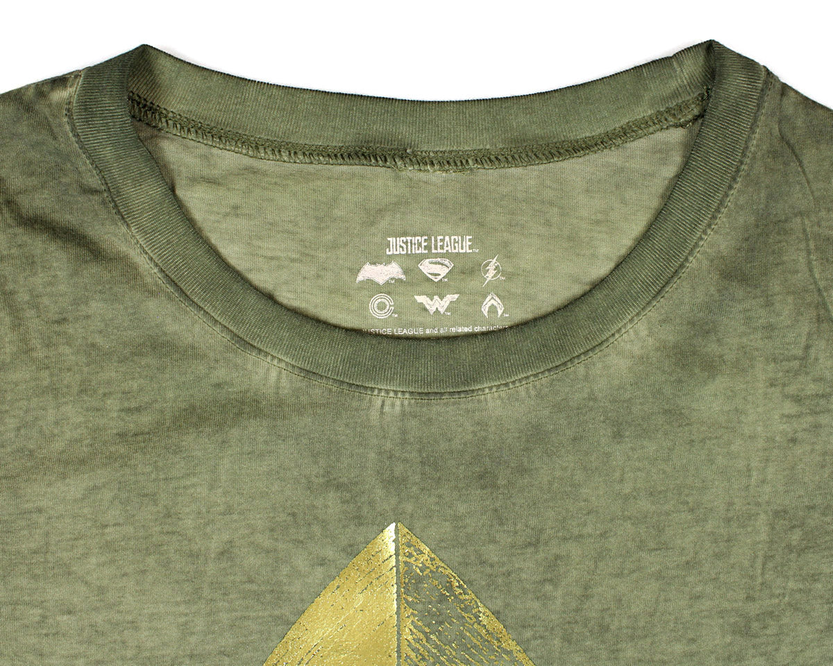 Justice League Aquaman Shirt Juniors Oil Wash T-Shirt (X-Small) Adult